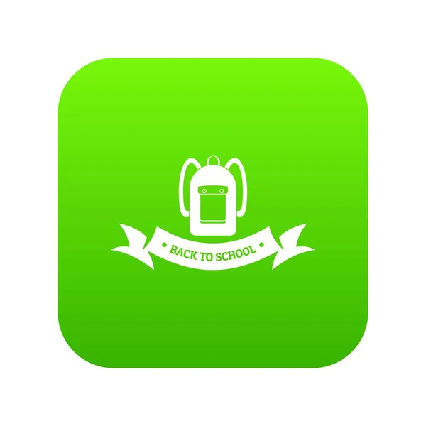 Vektorové ikony zelené Školní tašky — Stockový vektor
