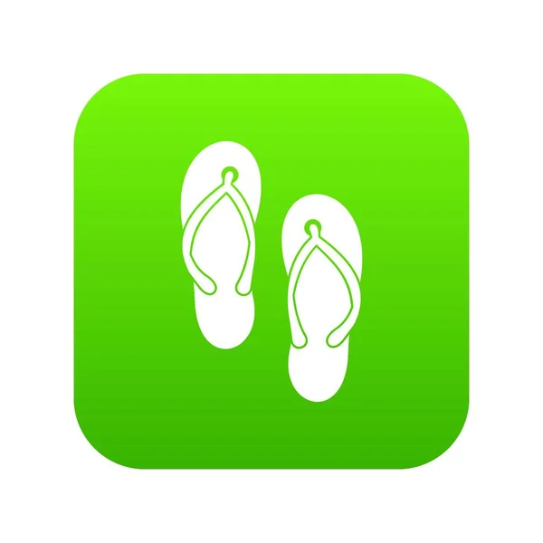 Beach thongs icon digital green — Stock Vector