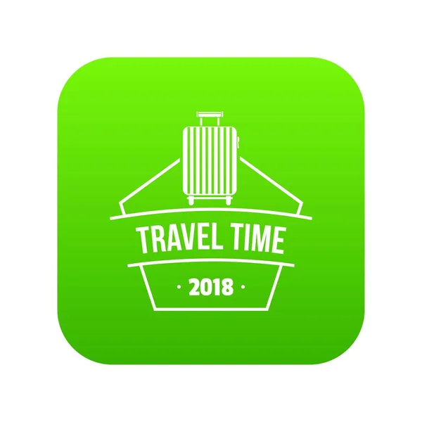 여행 가방 녹색 아이콘 벡터 — 스톡 벡터