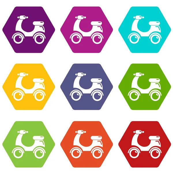 Scooter icons set 9 vector — Stock Vector