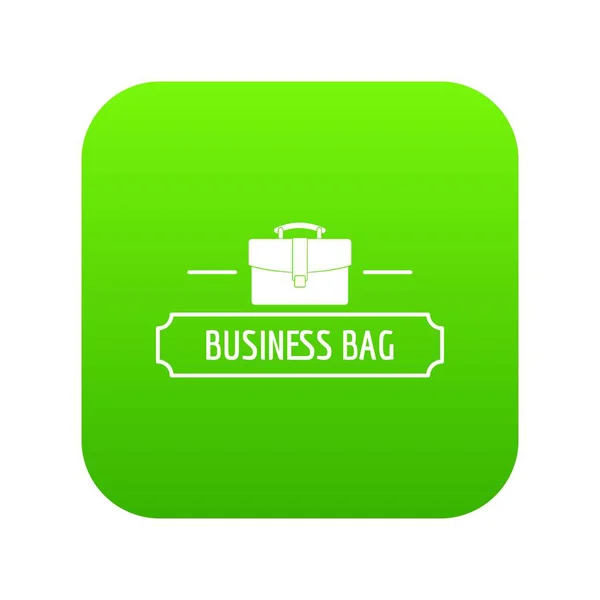 Business bags icon green vector — Stock Vector