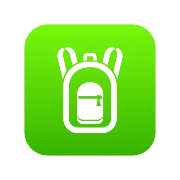 Sac à dos icône numérique vert — Image vectorielle