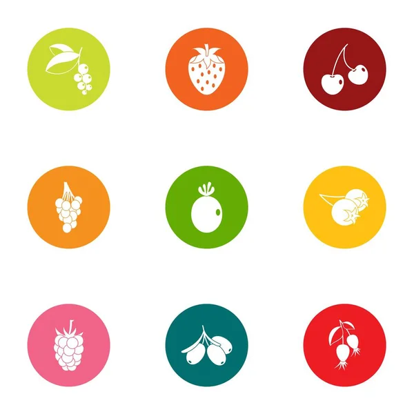 Berry field icons set, flat style — Stock Vector