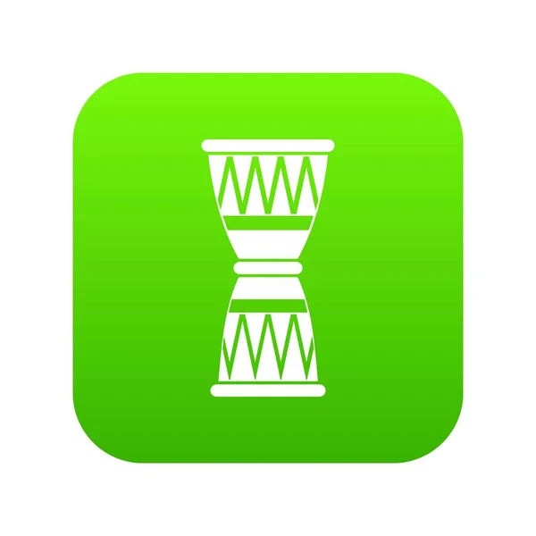 Ícone de tambor africano verde digital — Vetor de Stock