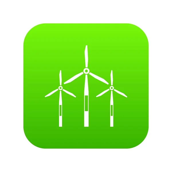 Turbinas geradoras de vento ícone verde digital — Vetor de Stock
