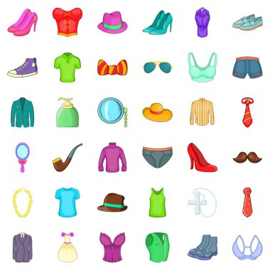 Aksesuar simge seti, karikatür tarzı