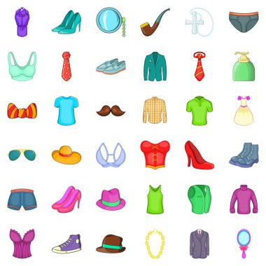 Farklı kıyafetler Icons set, karikatür tarzı