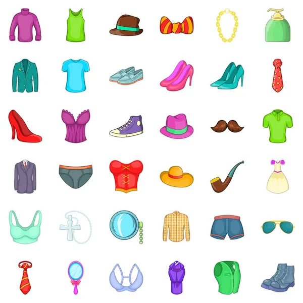 Conjunto de iconos de diferentes accesorios, estilo de dibujos animados — Vector de stock