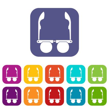 Gözlük siyah yuvarlak lensler Icons set ile