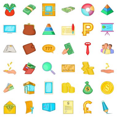 Finans Icons set, karikatür tarzı