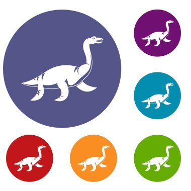 Elasmosaurine dinozor Icons set