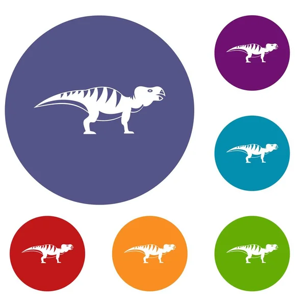 Hadrosaurid 공룡 아이콘 세트 — 스톡 벡터