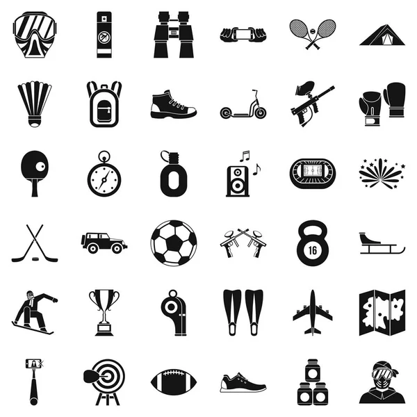 Conjunto de ícones de vida ativa, estilo simples — Vetor de Stock