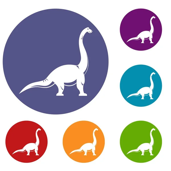 Brachiosaurus dinosaurus icons set — Stockvector