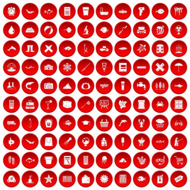 kırmızı 100 balık Icons set
