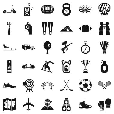 Aşırı spor Icons set, basit tarzı