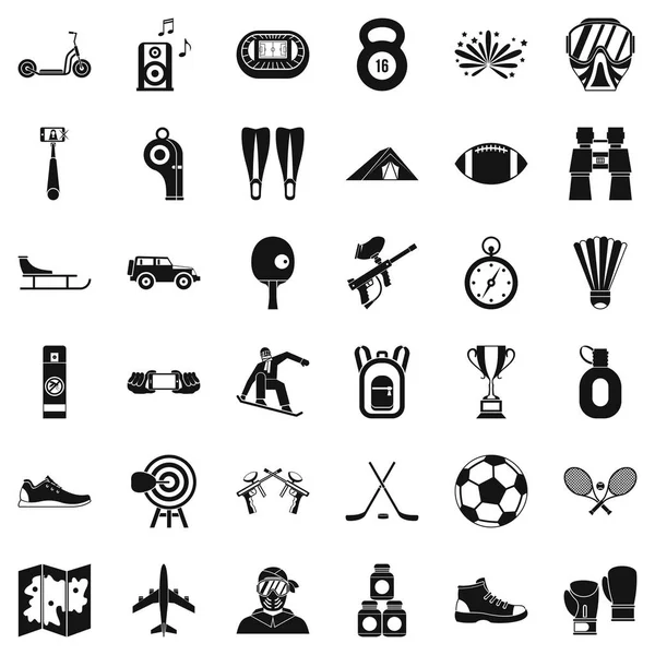 Aşırı spor Icons set, basit tarzı