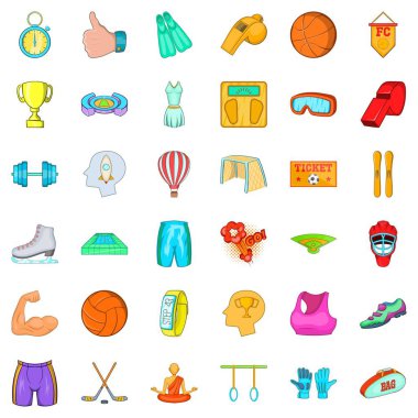 Farklı spor Icons set, karikatür tarzı