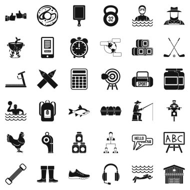 Spor aksesuarları Icons set, basit tarzı