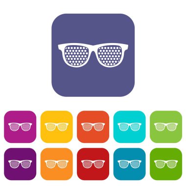 Siyah iğne deliği gözlük Icons set