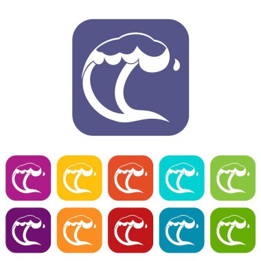 Okyanus ya da deniz dalga Icons set