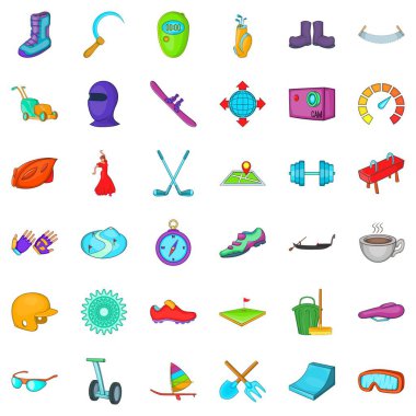 Spor yaşamı simgeler ayarla, tarzı çizgi film