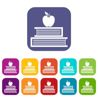 Kitap ve elma Icons set