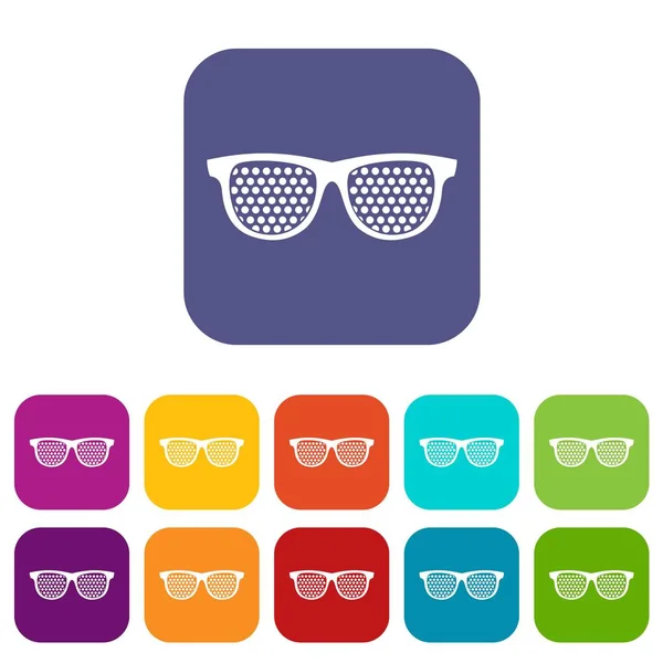 Ensemble d'icônes de lunettes trou d'épingle noir — Image vectorielle
