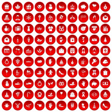 kırmızı 100 hediye Icons set