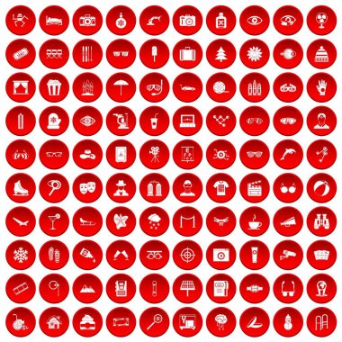 kırmızı 100 gözlük Icons set