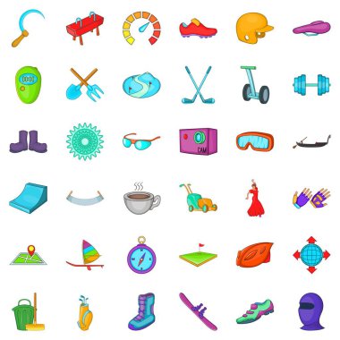 Enerji hayat Icons set, karikatür tarzı