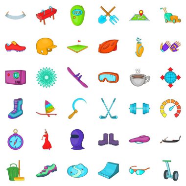 Farklı etkinlik simgeler kümesi, karikatür tarzı