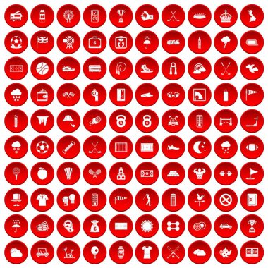 kırmızı 100 golf Icons set