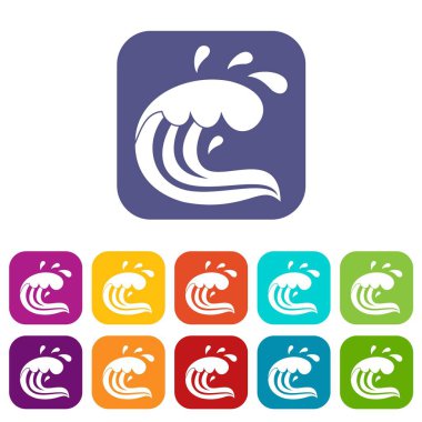 Su dalgası sıçrama Icons set