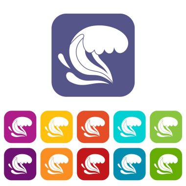 Sörf dalga Icons set