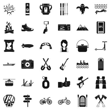 Büyük macera Icons set, basit tarzı