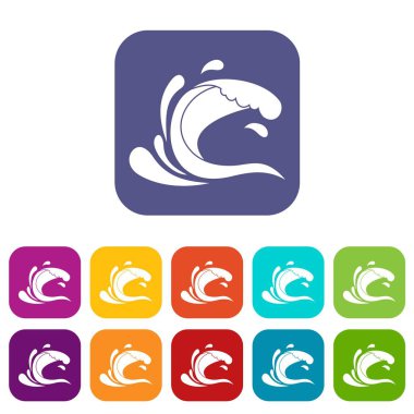 Su dalgası sıçrama Icons set