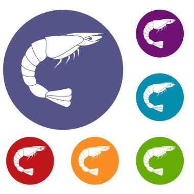 Taze deniz karides Icons set
