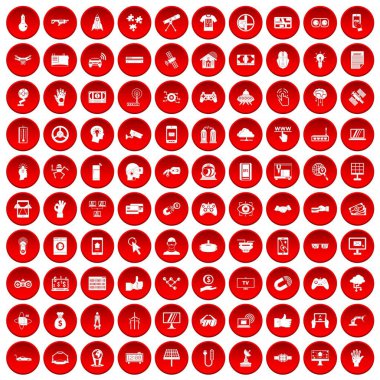 kırmızı 100 yüksek teknoloji Icons set
