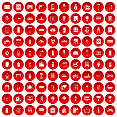 kırmızı 100 ev Icons set