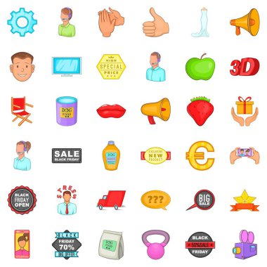 Satılık Icons set için reklam, karikatür tarzı