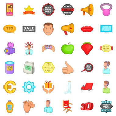 Çevremizde simgeler reklam ayarla, tarzı çizgi film