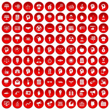 kırmızı 100 fikir Icons set