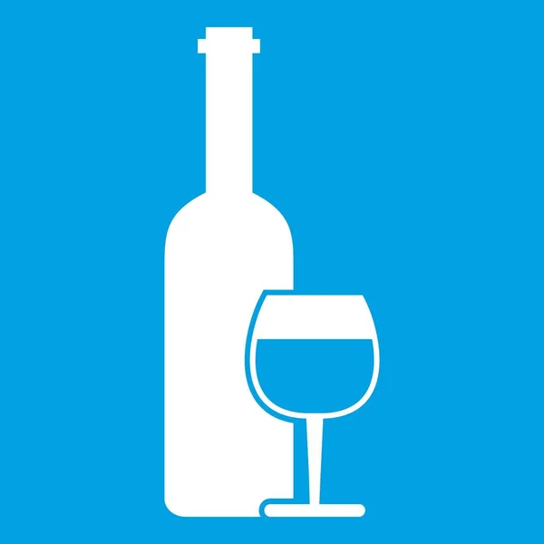 Botella de vino y vidrio icono blanco — Archivo Imágenes Vectoriales