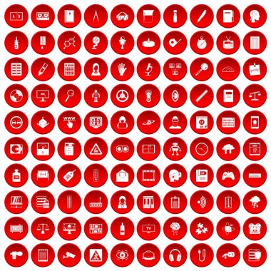 kırmızı 100 bilgi Icons set