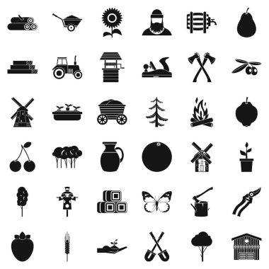 Tarım Ekipmanları Icons set, basit tarzı