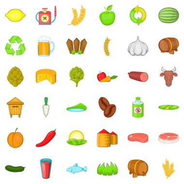 Tarım çalışma simgeler ayarla, tarzı çizgi film