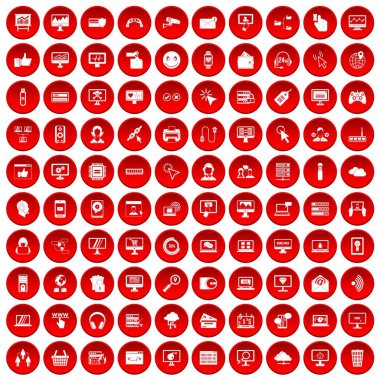 kırmızı 100 Internet Icons set