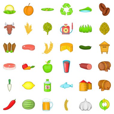 Çiftlik çalışma simgeler kümesi, karikatür tarzı