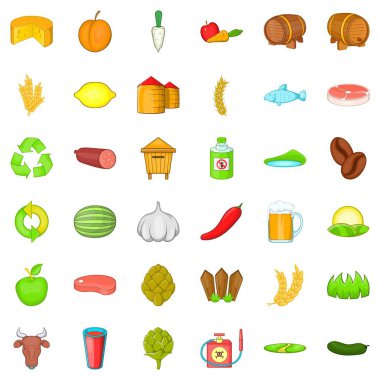 Çiftlik Ekipmanları Icons set, karikatür tarzı